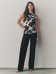 Black Double Button Wide leg Jeans - Image 1 of 7