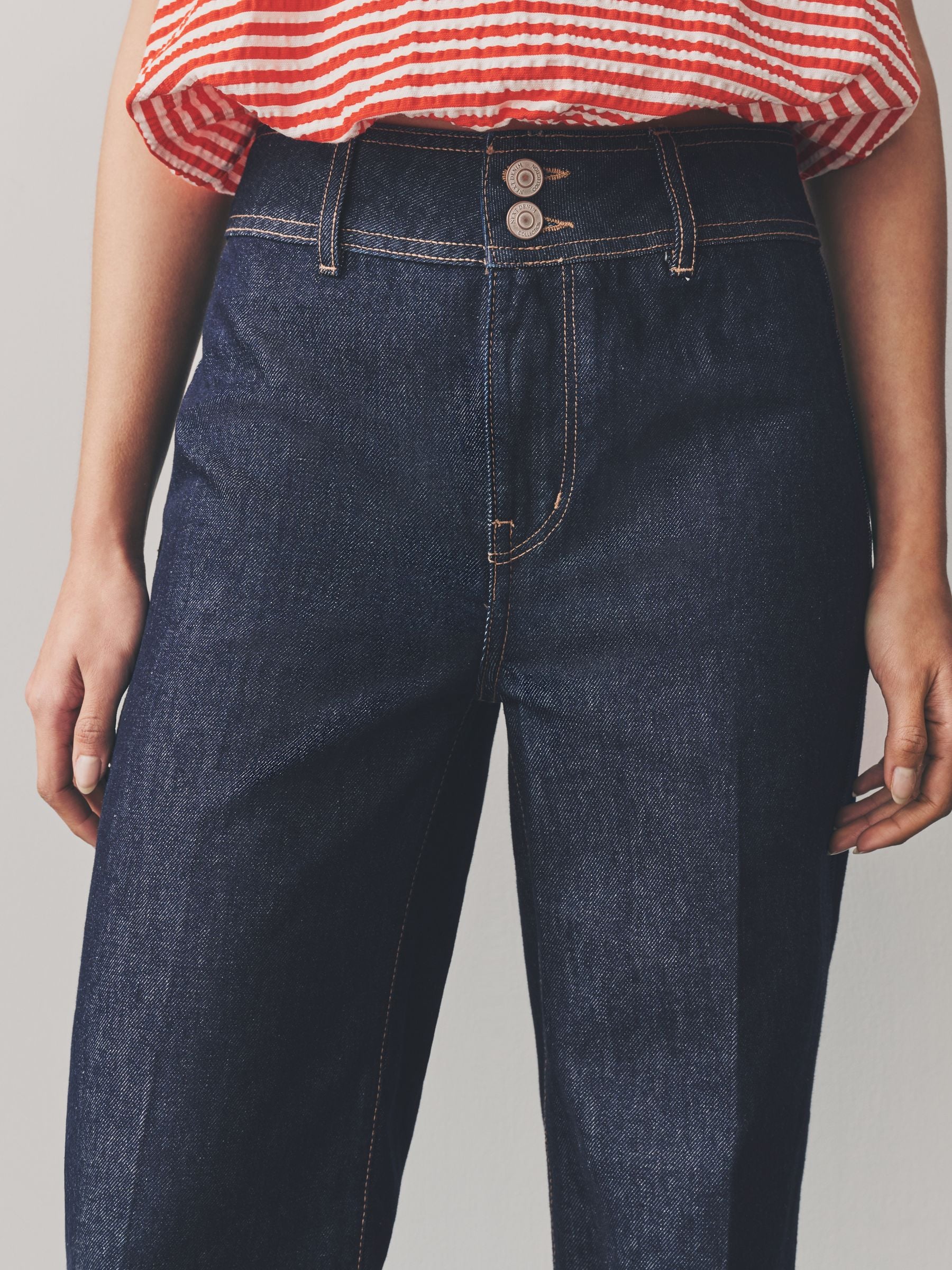 【in a row】Button Washing Wide Denim Buy Rinse Double Button Wide leg Jeans from Next Poland