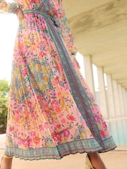 Rose - V&A I Love & Roses Woodblock Printed Long Sleeve Midaxi Dress - Image 4 de 5