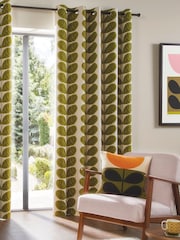 Orla Kiely Green Botanica Blackout Eyelet Curtains - Image 1 of 3
