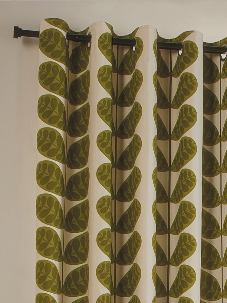 Orla Kiely Green Botanica Blackout Eyelet Curtains - Image 2 of 3