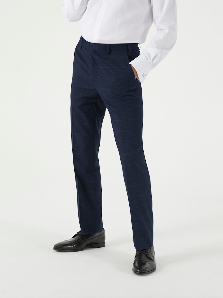 Skopes Blue Tailored Fit Hewes Check Suit Trousers - Image 1 of 4