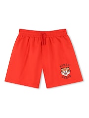 Kenzo Kids Red Tiger Print Small Logo Swimming Shorts - Image 1 of 2