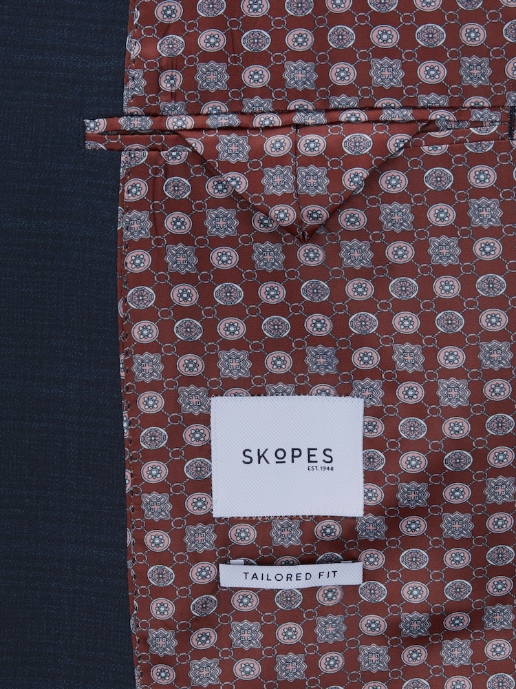 Skopes Blue Tailored Fit Hewes Check Suit Jacket - Image 4 of 4