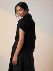 Black Short Sleeve Shirt with Linen - Image 2 of 3
