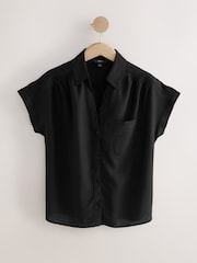 Negro - Camisa de manga corta con lino - Imagen 5 de 7