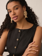 Gold Tone Statement Fish Stud Earrings - Image 1 of 1