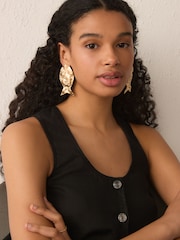 Gold Tone Statement Fish Stud Earrings - Image 3 of 6