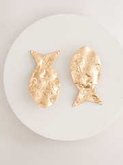 Gold Tone Statement Fish Stud Earrings - Image 4 of 6