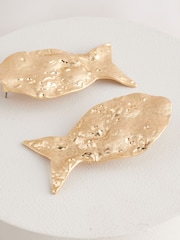 Gold Tone Statement Fish Stud Earrings - Image 5 of 6