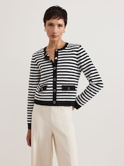 Phase Eight Black Evie Stripe Knit Jacket - Image 1 of 7