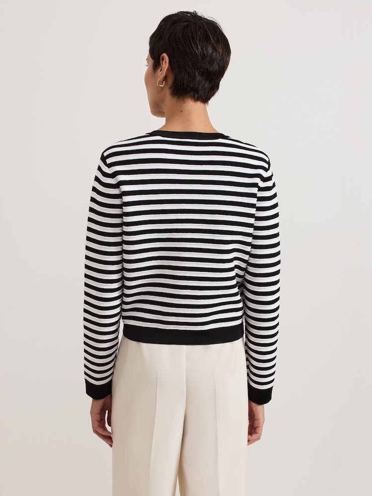 Phase Eight Black Evie Stripe Knit Jacket - Image 2 of 7