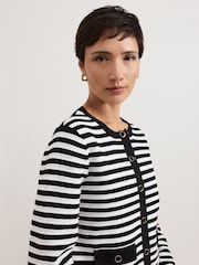 Phase Eight Black Evie Stripe Knit Jacket - Image 4 of 7
