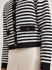 Phase Eight Black Evie Stripe Knit Jacket - Image 5 of 7
