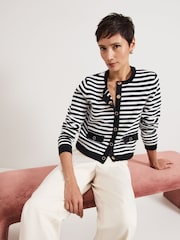 Phase Eight Black Evie Stripe Knit Jacket - Image 6 of 7