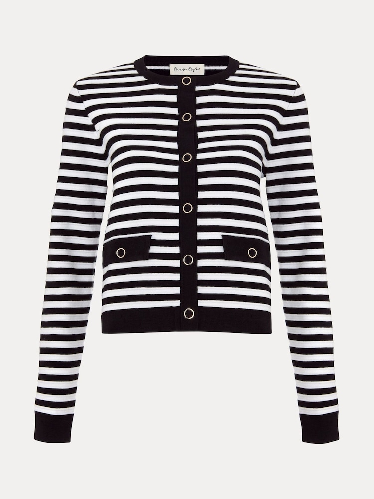 Phase Eight Black Evie Stripe Knit Jacket - Image 7 of 7