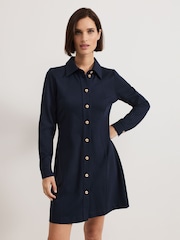 Phase Eight Blue Mini Mavery Button Through Dress - Image 1 of 7