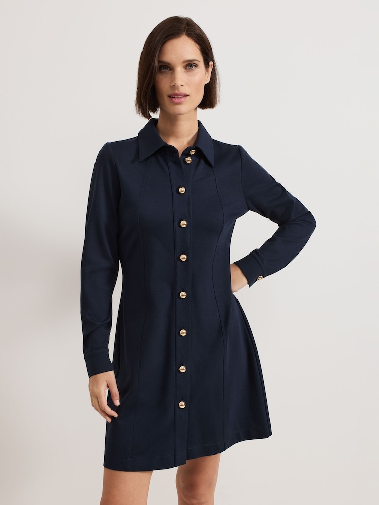 Phase Eight Blue Mini Mavery Button Through Dress - Image 1 of 7