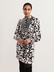 Phase Eight Black Petite Dolly Jacquard Mini Tunic Dress - Image 1 of 6