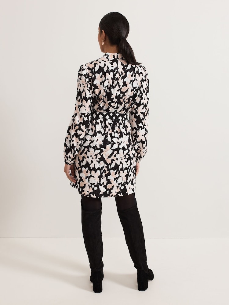 Phase Eight Black Petite Dolly Jacquard Mini Tunic Dress - Image 2 of 6