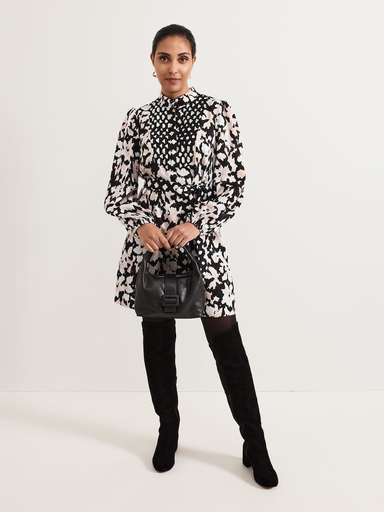 Phase Eight Black Petite Dolly Jacquard Mini Tunic Dress - Image 3 of 6