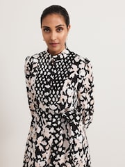 Phase Eight Black Petite Dolly Jacquard Mini Tunic Dress - Image 4 of 6