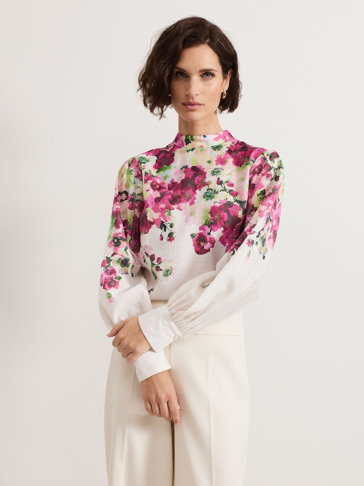 Phase Eight Black Winnie Border Floral Blouse - Image 1 of 7 Phase Eight Black Winnie Border Floral Blouse - Image 1 of 7