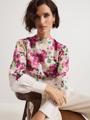 Phase Eight Black Winnie Border Floral Blouse - Image 4 of 7
