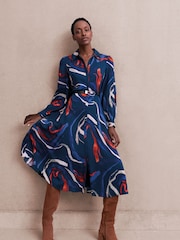 Phase Eight Blue Katy Horizon Shirt Midi Dress - Image 4 of 8