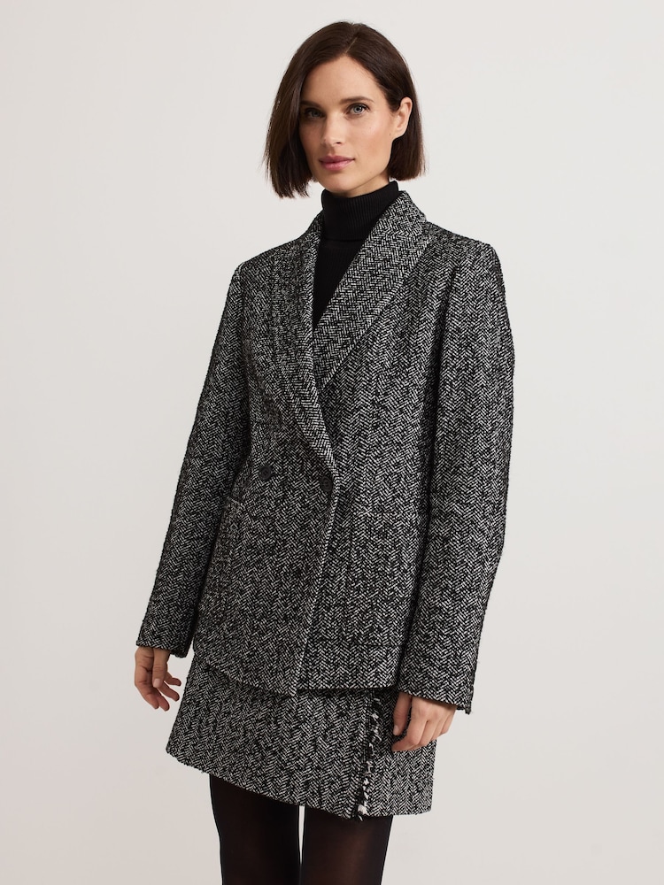 Phase Eight Black Ayame Textured Herringbone Jacket - Image 1 of 7 Phase Eight Black Ayame Textured Herringbone Jacket - Image 1 of 7