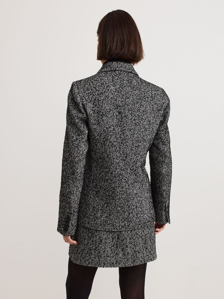 Phase Eight Black Ayame Textured Herringbone Jacket - Image 2 of 7