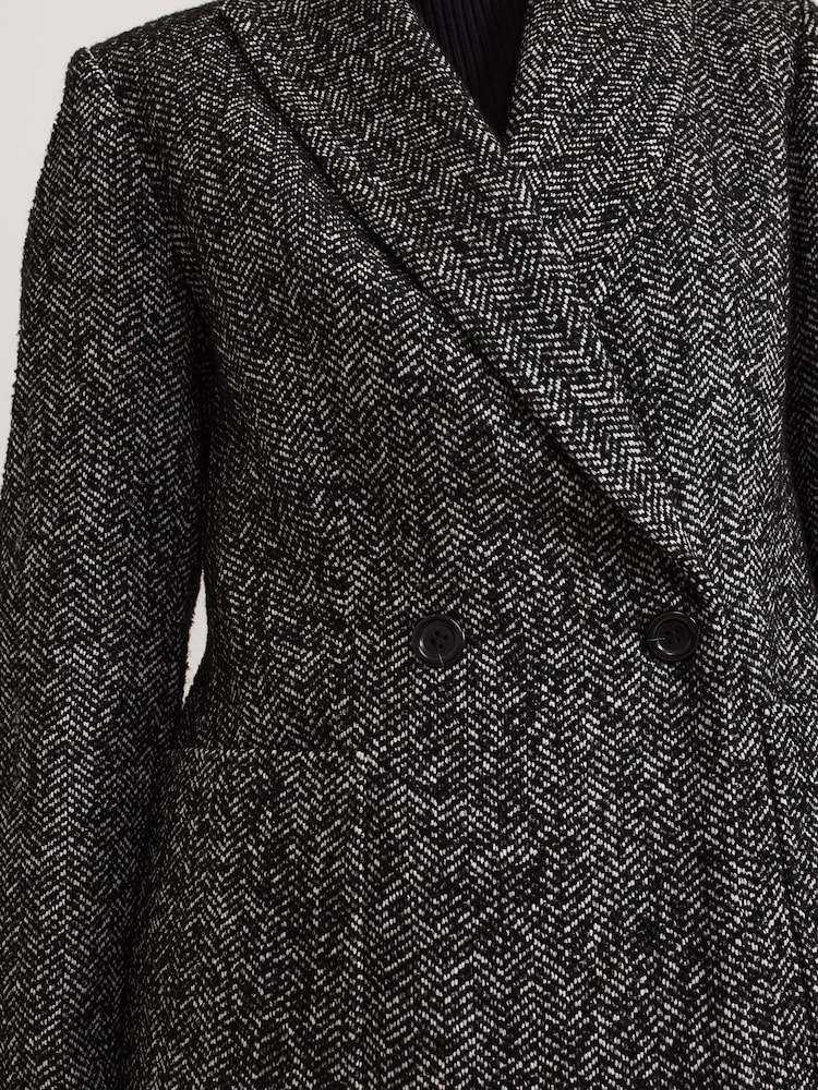 Phase Eight Black Ayame Textured Herringbone Jacket - Image 7 of 7
