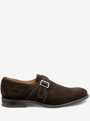 Loake Suede Single Strapbuckle Monk Brown Shoes with A Rubber Aole - Изображение 2 из 4