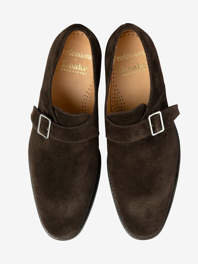 Loake Suede Single Strapbuckle Monk Brown Shoes with A Rubber Aole - Изображение 4 из 4