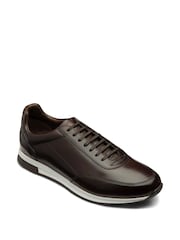 Loake Handpainted Calf Leather Brown Trainers - Image 2 of 2
