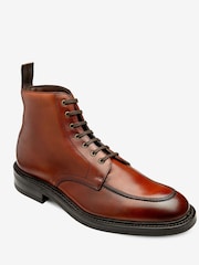 Loake Red Handpainted Calf Leather Apron Front Boots - Image 2 of 4