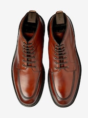 Loake Red Handpainted Calf Leather Apron Front Boots - Image 3 of 4