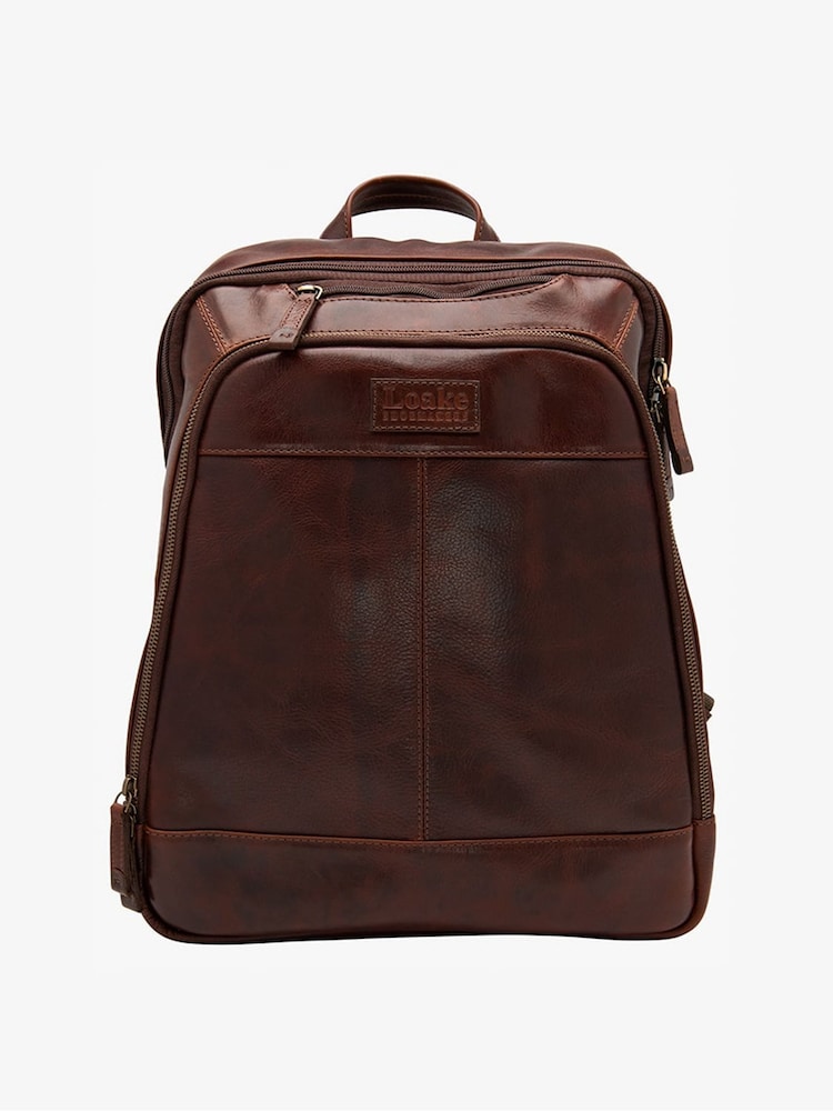 Loake Brown Leather Rucksack - Image 1 of 3