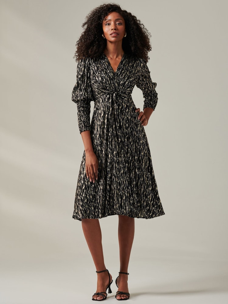 Negro - Jolie Moi Layla Long Sleeve Metallic Wrap Dress - Imagen 1 de 6 Negro - Jolie Moi Layla Long Sleeve Metallic Wrap Dress - Imagen 1 de 6