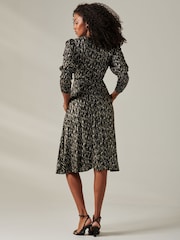 Jolie Moi Black Layla Long Sleeve Metallic Wrap Dress - Image 2 of 6