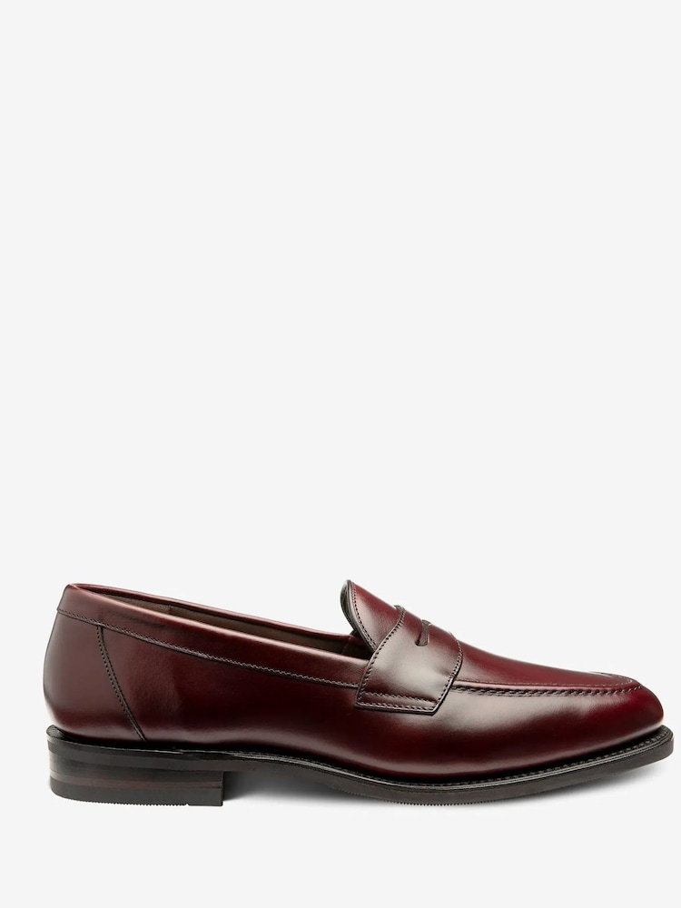 Loake Red Leather Saddle Trim Loafers with A Rubber Sole - Image 1 of 4