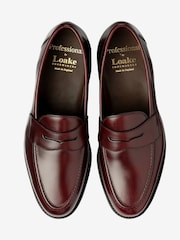 Loake Red Leather Saddle Trim Loafers with A Rubber Sole - Image 3 of 4