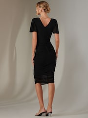 Jolie Moi Black Plain Angel Sleeve Ruched Bodycon Dress - Image 2 of 6