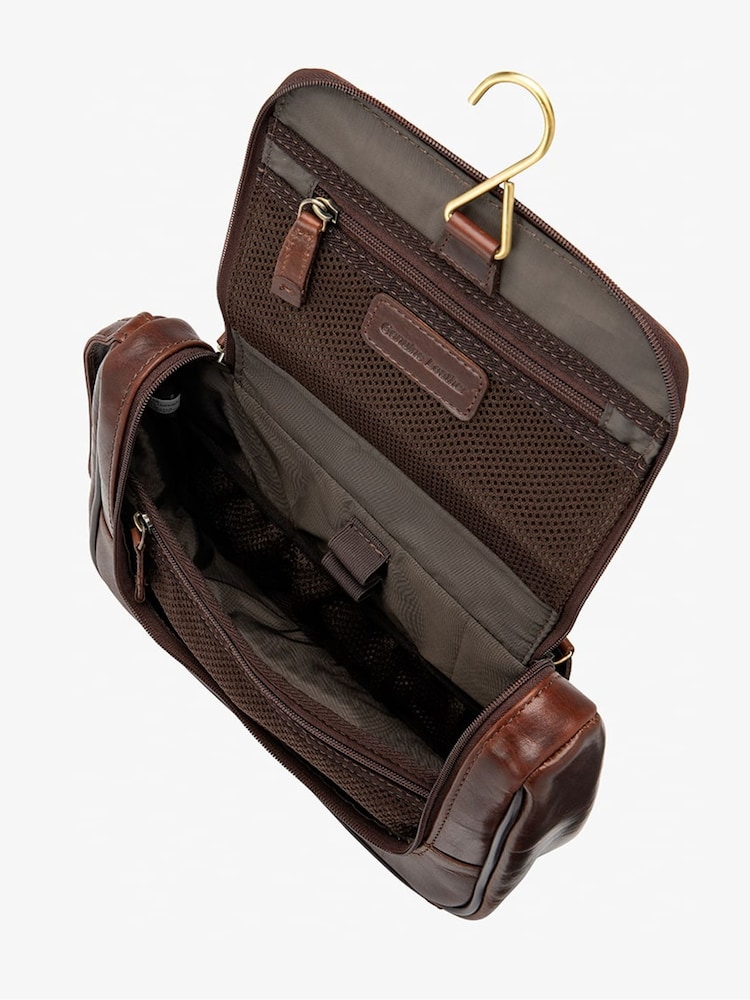 Loake Hanging Leather Wash Brown Bag - Image 2 of 2