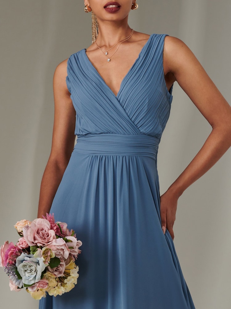 Jolie Moi Blue Cora Sleeveless Chiffon Maxi Dress - Image 3 of 6