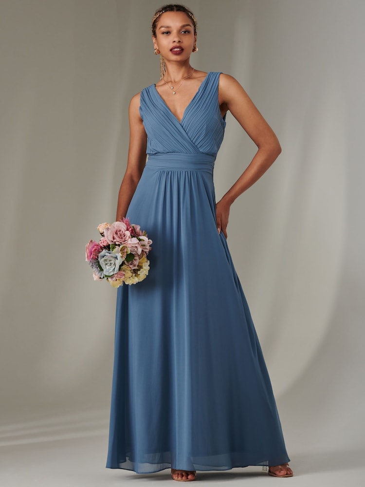 Jolie Moi Blue Cora Sleeveless Chiffon Maxi Dress - Image 4 of 6