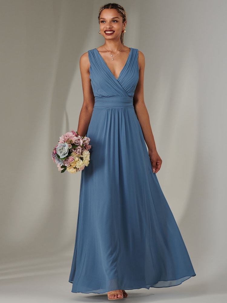 Jolie Moi Blue Cora Sleeveless Chiffon Maxi Dress - Image 5 of 6