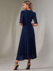 Jolie Moi Navy Zeena Plain Wrap Mesh Maxi Dress - Image 2 of 6
