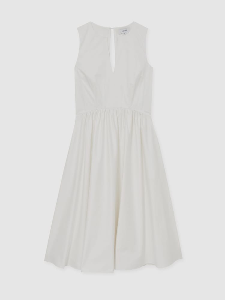 Reiss Ivory Liza 100% Cotton Corset Midi Dress - Image 2 of 6