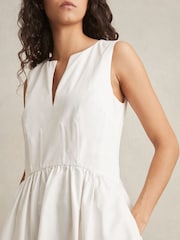 Reiss Ivory Liza 100% Cotton Corset Midi Dress - Image 3 of 6